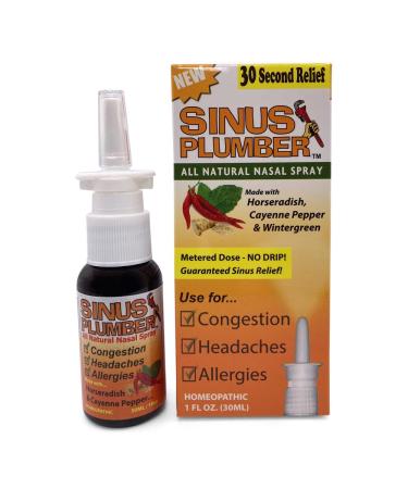 Sinus Plumber Natural Allergy Sinus Relief Decongestant Nasal Spray with Capsicum