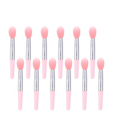 12Pcs Pink White Silicone Mini Lip Brush 2 inch Lip Balm Applicator Reusable Lipstick Brush Lip Gloss Makeup Applicator Silicone Lip Mask Brushes Lip Scrub Brush Eyeshadow Makeup Brushes and Tools
