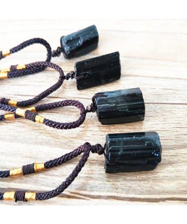 Stone Raw Stone Natural Crystal Black Tourmaline Stone Pendant Necklace Wired Charm Stone Pendants Accessories Supplies Tools Balance Gemstone Decoration ningxiao - Buy Online on GoSupps.com
