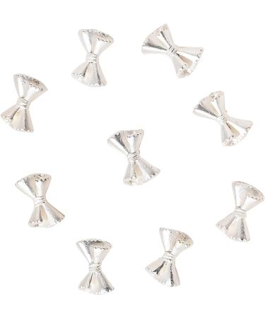 50x/Set Bowknot French Bow Nails Art Alloy Bow Nails Art Decoration Supplies For Salons Silver Bow 9 X 6mm - Buy Online on GoSupps.com