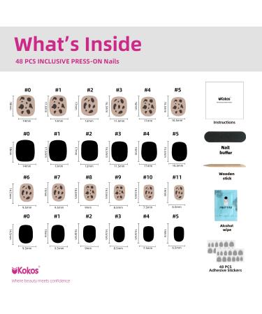 48 PCS Press On Nails - Short Square Leopard Print Reusable ABS Fake Nails Kit Salon-Quality in 12 Sizes - Brown & Black Wild West Design - Buy Online on GoSupps.com