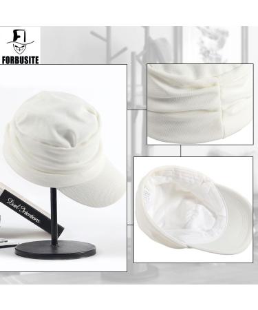 Forbusite Women's White Newsboy Hat Cabbie Cap for Cancer Hair Loss - Buy Online on GoSupps.com