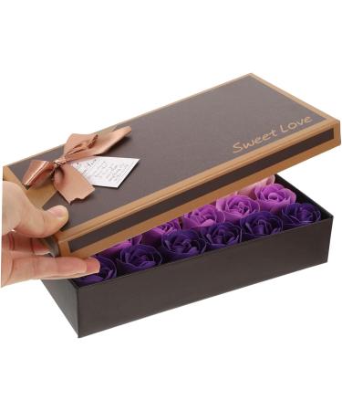 POPETPOP 1 Box decorate soap flowers flowers bouquet box flower arrangement Rose petal wedding soap flowers decors flower box artificial soap flower layout soap flowers small gift 3.2x3.2x3cm Purple - Buy Online on GoSupps.com