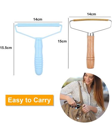 Vicloon Portable Lint Remover 2PCS Lint Roller Portable Lint Remover Carpet Lint Roller Carpet Scraper Manual Brush Tool Shaver Pet Hair Remover with Long Wooden Handle Fuzz Shaver Manual + Plastic - Buy Online on GoSupps.com