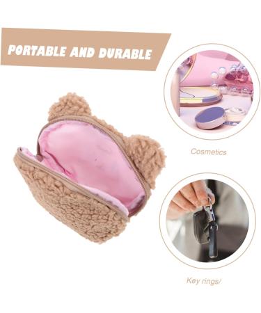 Plush Girl Wallet Mini Handbag Cosmetic Bag in Brown - Portable Money & Cosmetics Holder 15.5X12X5.5CM - Buy Online on GoSupps.com