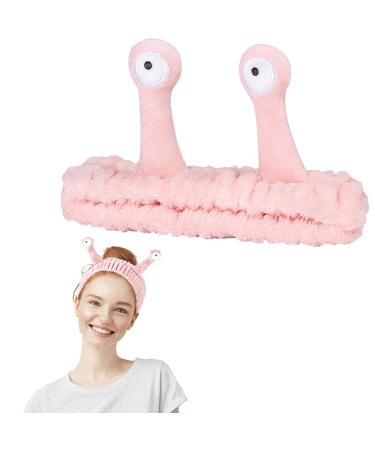Headband for Washing Face Spa Skincare Headband Palm and Snail Makeup Headbands Cute Face Wash Headband Elastic Headband for Washing Face Shower Sports Beauty Skincare (Pink)