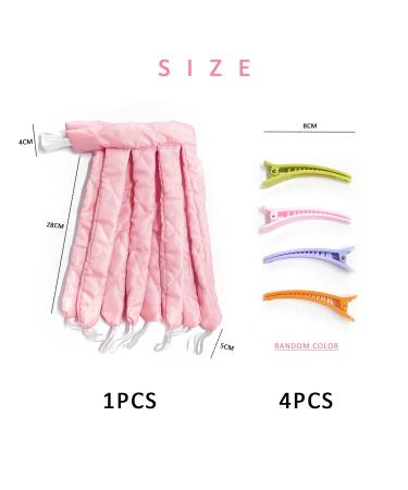 Heatless Curling Rod Headband - Pink Silky Lazy Wavy Hair Set | DIY Hair Styling Tool with 4 Clips for Long Hair - Buy Online on GoSupps.com