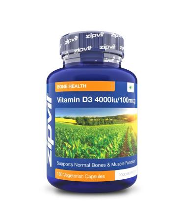 Vitamin D3 4000 iu 180 Vitamin D Vegetarian Softgels. Supports Bone Health and Your Immune System. 6 Months Supply. Vegetarian Society Approved. UK Supplier Jar of 4000iu 180 Softgel Capsules