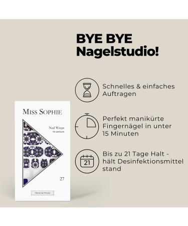 Original Miss Sophie Pedi Wraps | Moroccan Mosaic Pedicure | 27 Ultra-Thin Nail Polish Stripes for Natural & Artificial Nails | Perfect for Gel Acrylic & Shellac - Buy Online on GoSupps.com