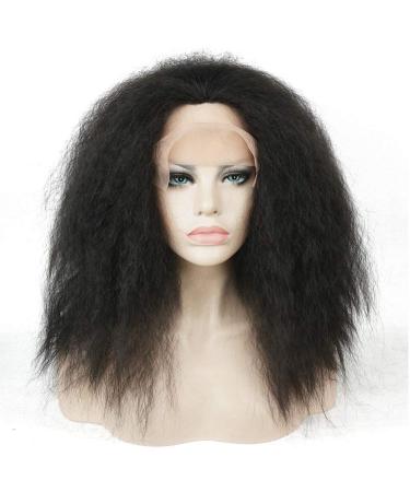 Shop SHIYID Lace Front Wig - Kinky Straight Black Synthetic Hairpiece | International Shipping Available - Buy Online on GoSupps.com