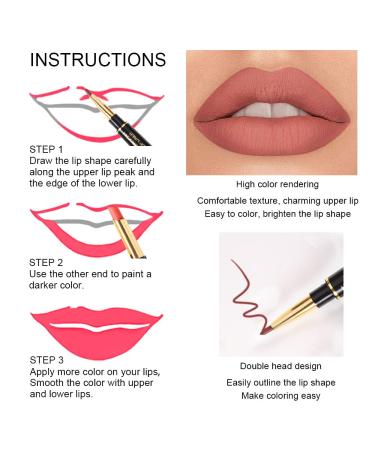 6Pcs Lip Liner and Lipstick Set - DNM Chestnut Nude Dark Red Matte Pens Makeup for Black Mature Women - Long Lasting 24H - A01 - Buy Online on GoSupps.com