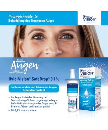 HYLO-VISION Safedrop Eye Drops 0.1% - Moisturizing & Protecting Dry Eyes Preservative-Free Ideal for Contact Lenses 2x10 ml - Buy Online on GoSupps.com