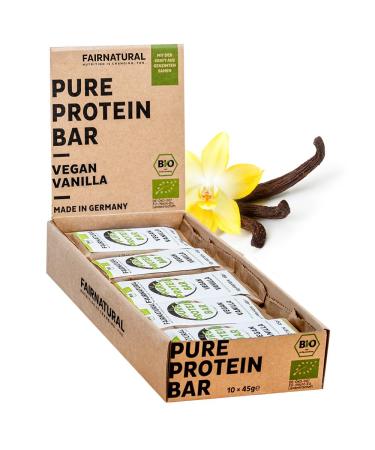 3K vegan protein bar Bio vanilla regional from Germany protein bars without soy added sugar or whey - vegetable & low -fat premium protein bars with real bourbon vanilla (10x45g) vanilla 10 pieces (1 Pack) - Buy Online on GoSupps.com