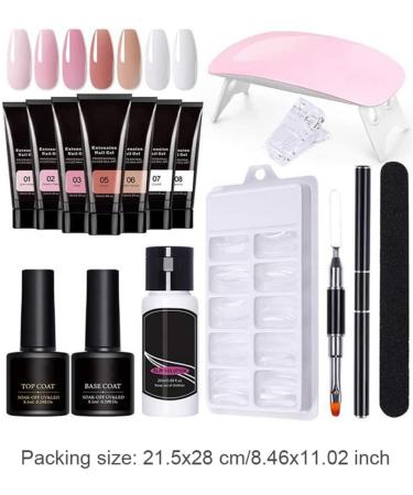 Builder Gel Nail Kit Gel Nail Kit 15ml 7 Colors Gel Extension Nail Kit with UV Lamp Nail File Clip Builder Gel Nail Kit Long-Lasting Gel Polish Starter Kit for Home Salon - Buy Online on GoSupps.com