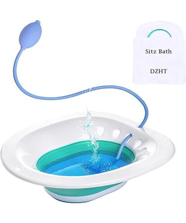 DZHT Sitz Bath for Toilet Seat, Hemorrhoids Postpartum Care Basin, Sitz Baths Foldable with Flusher Pregnant Women Yoni Steam Seat, Soaking Basin Ues for Inflammation Treatment, Fits Universal Toilet