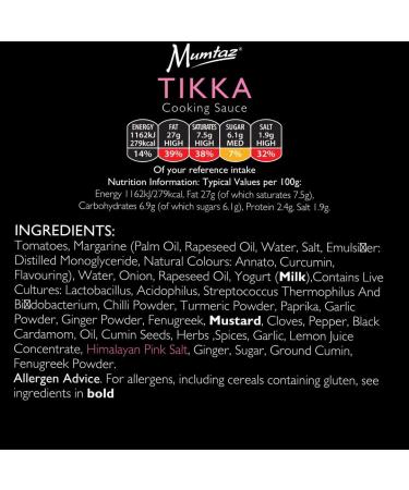 Mumtaz TIKKA Indian Curry Cooking Sauce 350g Pack of 3 Restaurant Quality at Home - Medium Spiced Serves 4-5 All Natural Ingredients Gluten Free Vegetarian Friendly. - Buy Online on GoSupps.com