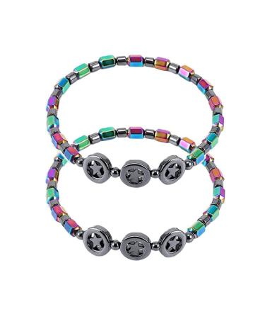 TTTRV Magnetic slim hematite foot chain magnetic field therapy ankle bracelet weight loss magnet-foot chain healing foot chain pain relief in arthritis (2PCs)