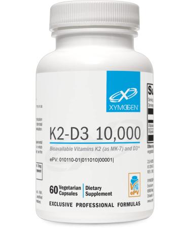 XYMOGEN K2-D3 10000 - Vitamin D3 K2 - Bioavailable Vitamin D 10 000 IU (Cholecalciferol) with Vitamin K2 MK-7 - Heart Arterial Bone Health + Immune Support Supplement (60 Capsules) 1 Count (Pack of 60)