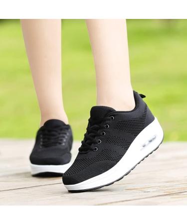 Sistke Women's Outdoor Sneakers - Lightweight Breathable Plateau Sports Shoes - Mesh Running & Street Shoes in Black (Size 36 EU) - Buy Online on GoSupps.com
