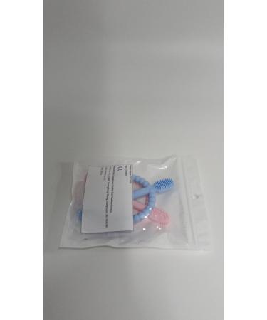 Buy BPA-Free Baby Biting Toys & Toothbrush Set - Soothing Silicone Teething Rings (Blue & Pink) for 3+ Months - Safe & Stimulating Gum Relief - Buy Online on GoSupps.com