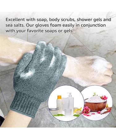 Exfoliating Gloves 02 Pairs for Shower Tan Remover SASPOLO Dead Skin Scrub Korean Body Exfoliator for Legs & Arms Hair Removal Grey & Blue - Buy Online on GoSupps.com
