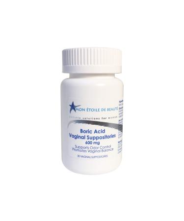 MON ETOILE DE BEAUTE - Boric Acid Vaginal Suppositories 600 mg (30 Count) -Holistic Solutions for Women