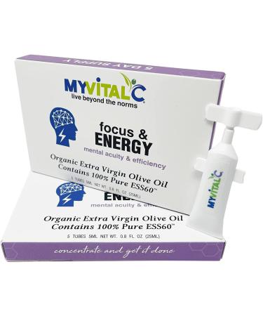 Focus & Energy Supplement - Pure ESS60 in Organic Extra Virgin Olive Oil - 30 Day Supply 150 ML - Pack of 6