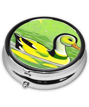 Green Duckround Pill Box - 3 Compartment Travel Organizer for Purse & Pocket | Portable Pill Storage - Buy Online on GoSupps.com