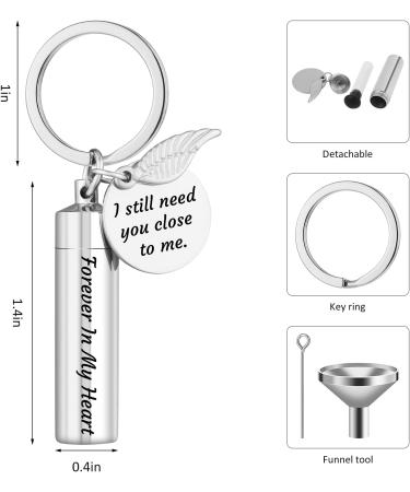 Nibana Personalized Urn Keychain for Ashes Cylinder Cremation Jewelry Memorial Pendant with Angel Wing Charm for Man Women Pet - Buy Online on GoSupps.com