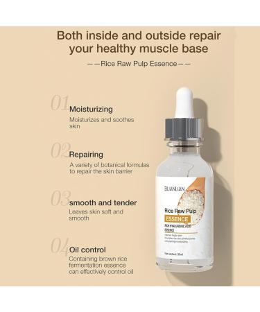 Buy Rice Serum for Face - Deep Moisturizing Hyaluronic Acid Essence | Smooth Fine Lines & Restore Skin Elasticity - Buy Online on GoSupps.com