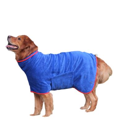 Bibykivn Dog Bradge out of microfiber Dog Cuddle bathrobe with Velcro fastener super absorbent and quick drying bathrobe with adjustable straps for pets Dogs and cats (L blue) L blue