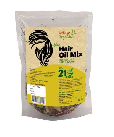 Village Organics Ayurvedic Herbal Hair Oil Mix for Healthy Hair Growth Organic Hair Care Product Packed with 21 Dried Herbs for Thick & Strong Hair Ideal for Men & Women 150 Grams