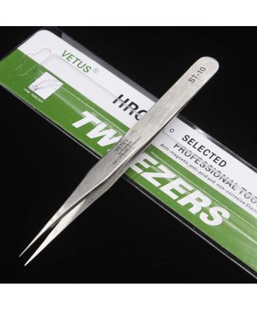 Vetus ST-10 Professional Non-Magnetic Stainless Steel Pointed Tweezer - Precision Tweezing Tool - Buy Online on GoSupps.com