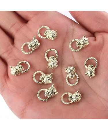 Dornail 10pcs Gold Lion Head Nail Charms - Retro Leopard Knocker 3D Alloy Nail Jewelry for Women - Nail Art Decorations & Accessories - Buy Online on GoSupps.com