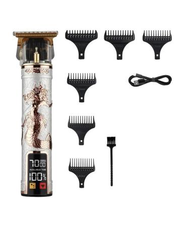 Razors LCD Electric Hair Clipper Vintage T9 Clipper Hair Rechargeable Man Shaver Trimmer for Men's Barber Professional(Platinum Medusa)