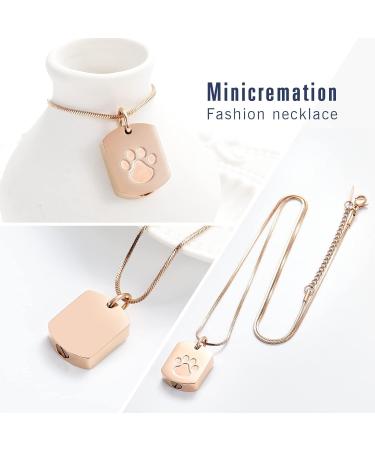 Personalized Memorial Jewelry - Custom Dog Ash Necklace - Photo & Text Pet Urn Jewelry in Rose Gold - Buy Online on GoSupps.com