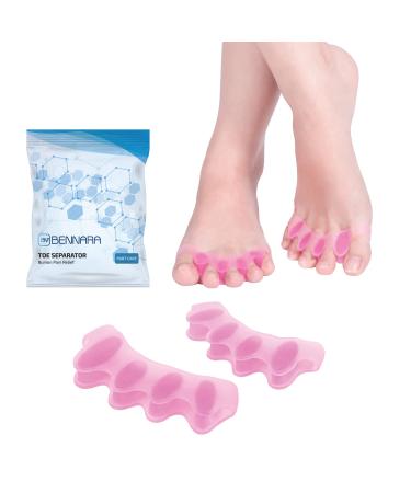BENNARA Hammer Toe Straightener. Set G: 2 Pairs of Pink Toe Separator - Correct Bunion and Realign Toes. Gel Toe Spacer to Separate Overlapping Toes. Toe Spreader for Hammer Toes. Suit Men and Women.
