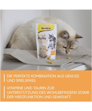 GimCat Cheese Rollis - Grain-Free & Vitamin-Rich Cat Snack with Real Hard Cheese - 8 x 40g Pack - Buy Online on GoSupps.com