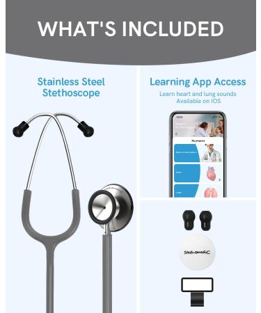 FriCARE Stethoscope - Essential for Nurses & Vet Students | FSA HSA Eligible | Grey Tubing 30 Inch Replacement Medical Diagnostic Gear - Buy Online on GoSupps.com
