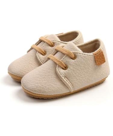 RVROVIC Baby Anti-Slip Oxford Loafer Flats - Beige | Soft Sole PU Leather Baby Shoes 0-6 Months - Buy Online on GoSupps.com