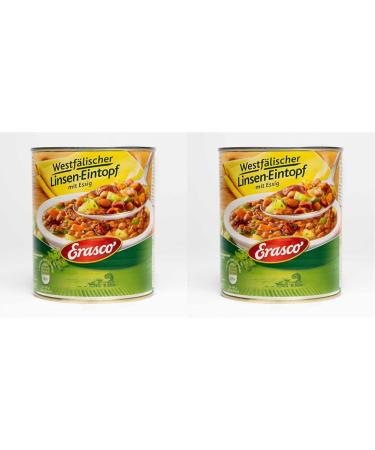 Erasco Westphalian lens stew (800g) finished in around 5 minutes - with lots of vegetables - without frills - simply delicious (pack with 2) 1 800 g (2 pack)