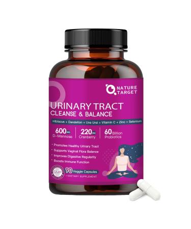 Probiotics for Women Urinary Tract Health with D Mannose & Cranberry - 60 Billion CFUs Vaginal Probiotics with Prebiotics Digestive Enzymes for Women Digestive Health UTI & PH Balance - 90 Capsules 90 Count (Pack of 1)