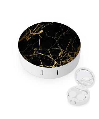 Golden Texture Marble Contact Lens Case Travel Portable Travel Contact Lens Box with Mirror