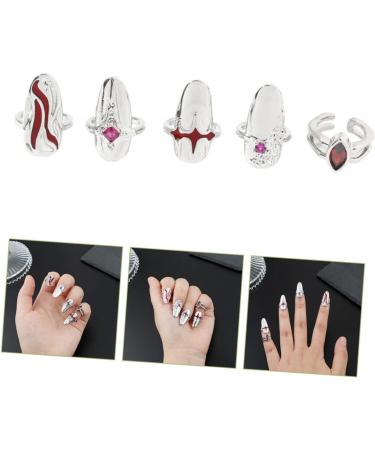 FOMIYES 5 Sets Nail Ring Finger Jewelry Rings for Women Ring for Women Finger Tip Women Ring Ladies Rings Women's Band Rings Red Jewelry Ring Decor Zinc Alloy Girl Miss White - Buy Online on GoSupps.com