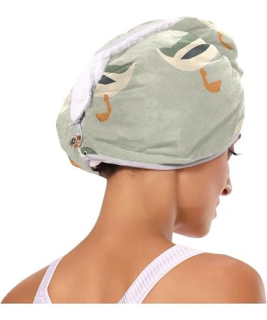 Super Absorbent Green White Goose Hair Towel 2 Pack - Quick Dry Hair Turbans with Button Twisty Wrap for Women & Girls - Ideal for Fast Hair Drying - Buy Online on GoSupps.com