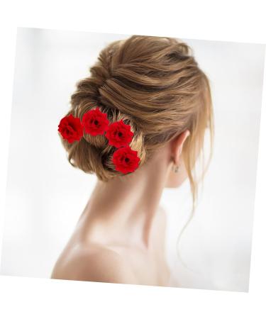 Beaupretty Retro Hair Needles - 4PCS Rose Flower Headwear | Beautiful Red Hairpins for Women - Bridal Hair Accessories - Buy Online on GoSupps.com