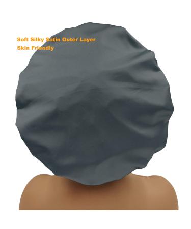 Terry Cloth-Lined Large Shower Cap for Women | Triple Layer, Dry Hair Function | Reusable, Waterproof, Breathable | Black Design - Buy Online on GoSupps.com