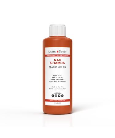 Aroma Depot 8 oz. Nag Champa Fragrance Oil I Perfume I Skin Oil I Scented Oil. Can be Used for Candles Bath Bombs Body Butter Creams and lotions. Works for diffusers Burners or heaters.