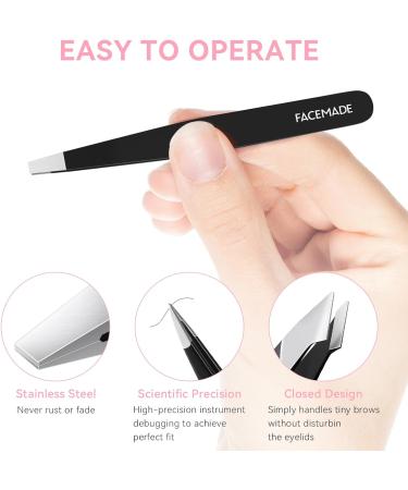 FACEMADE 4 Pack Tweezers Set - Professional Stainless Steel Tweezers for Men and Women Precision Eyebrow Tweezers for Facial Hair Chin and Ingrown Hair Removal (Black) - Buy Online on GoSupps.com