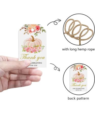 50 Pcs Pumpkin Gift Tags Fall Theme Pumpkin Gift Tags with String Thank You for Celebrating with Us Tags for Wedding Baby Shower Gender Reveal Birthday Party Decoration Supplies (Pink) - Buy Online on GoSupps.com